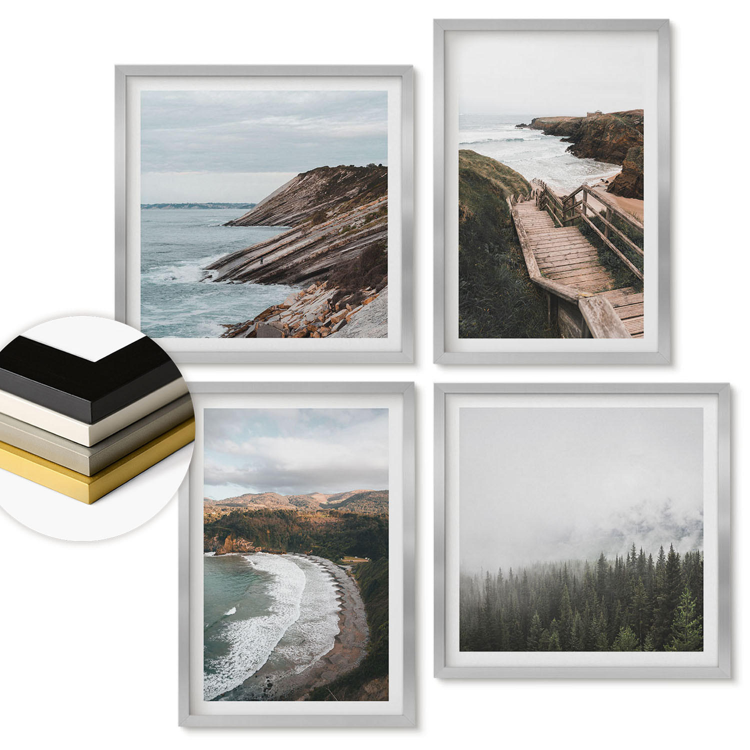 ArtPrintCave Wandbilder Silber 50x50 cm