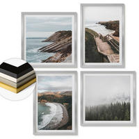 WANDBILDER 4er Set - 50x50 cm & 40x60 cm Silberner Rahmen - Klippenblicke, Strandlandschaften - Silberfarben, Kunststoff (50/50cm) - ArtPrintCave