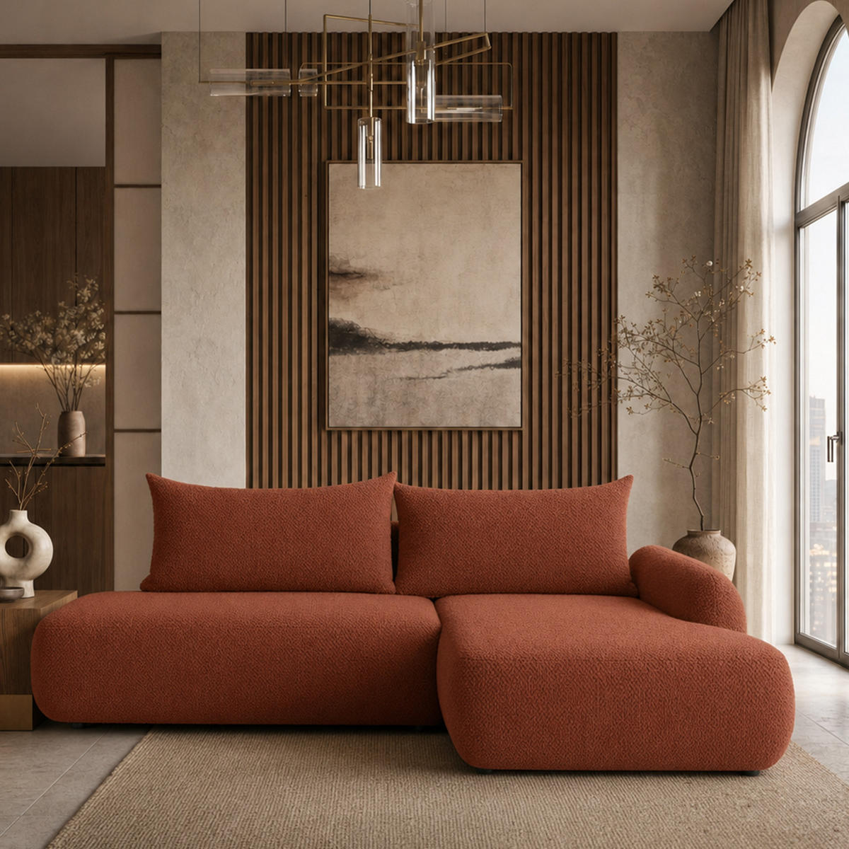 ECKSOFA Munduk I mit Schlaffunktion, Dunkelorange - Dunkelorange, Textil (302/184cm) - Fedve