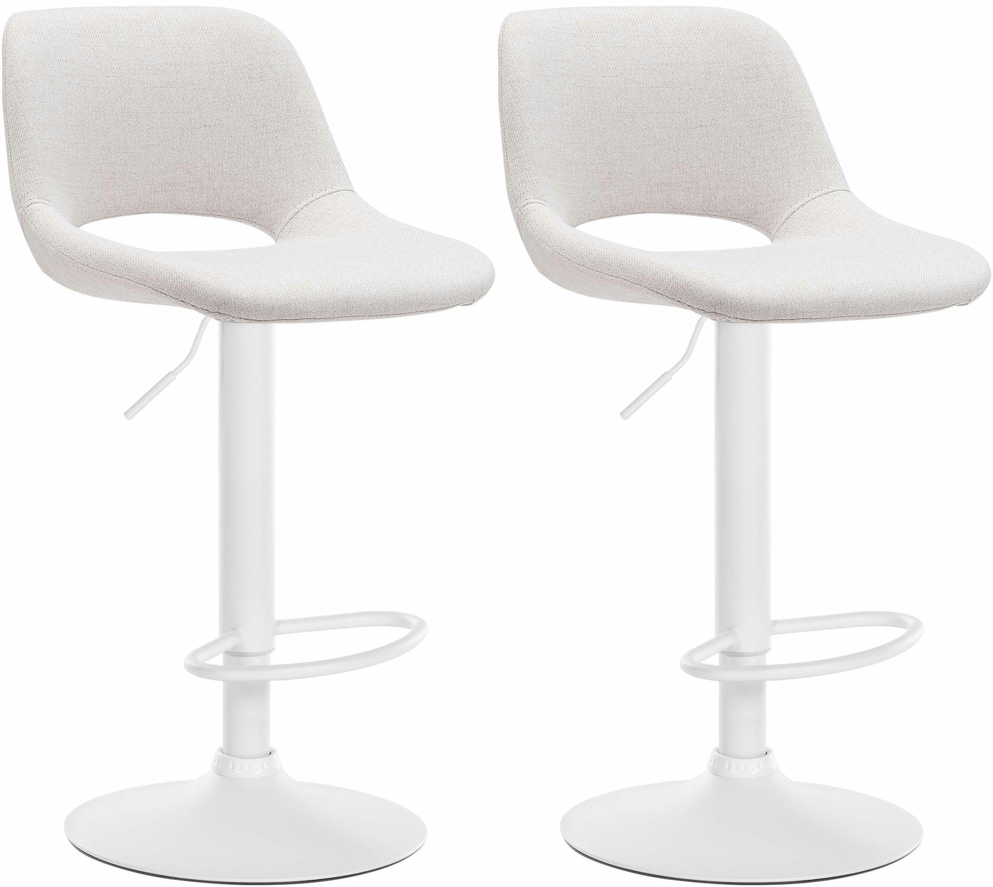 BARHOCKER 2er Set Stoff creme - Creme/Weiß, Textil/Metall (42/86/46cm) - CLP