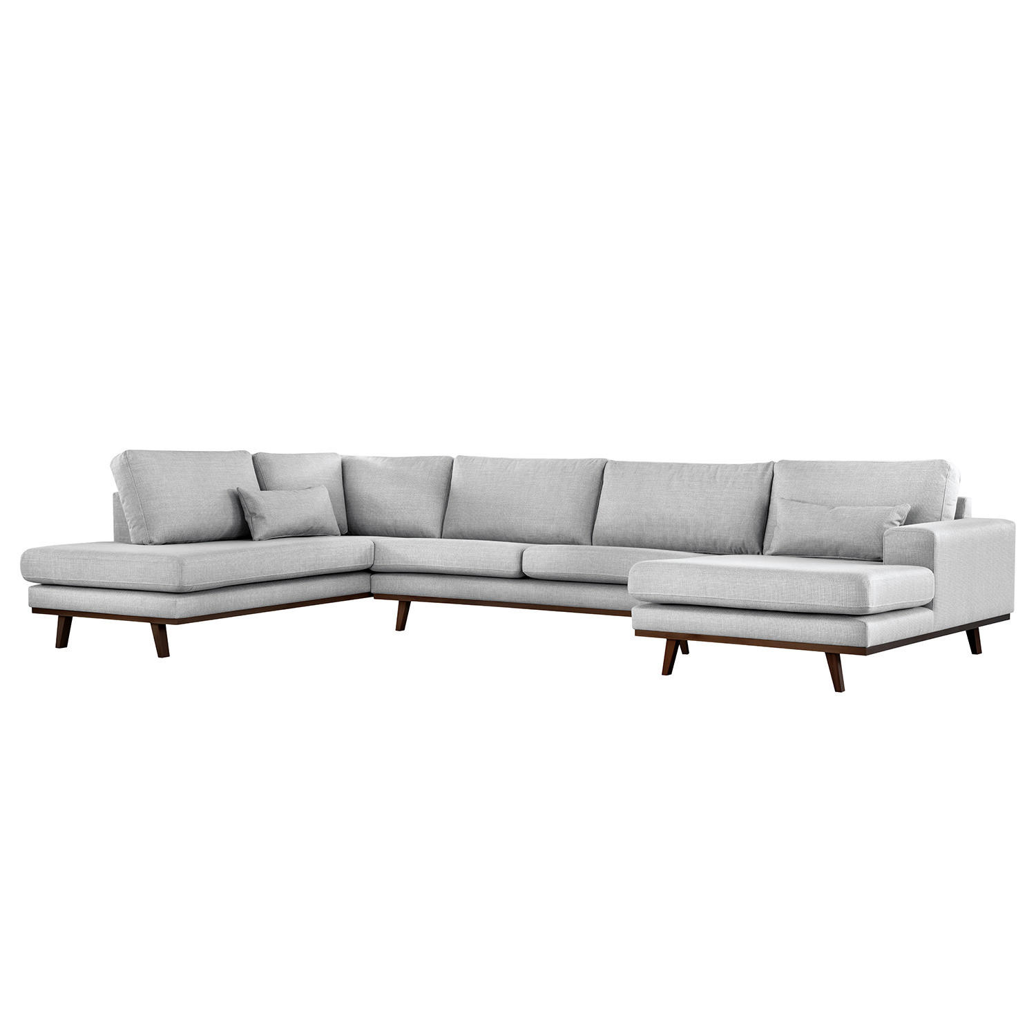 WOHNLANDSCHAFT mit Longchair - Buchefarben/Hellgrau, Textil (371/81/219cm) - home24