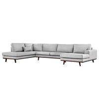 WOHNLANDSCHAFT mit Longchair - Buchefarben/Hellgrau, Textil (371/81/219cm) - home24