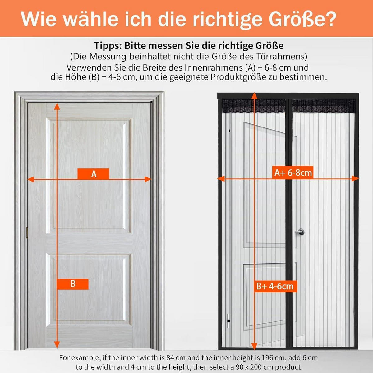 FLIEGENGITTER Tür Magnetisch 140 x 240 cm Schwarz Ohne Bohren - Schwarz, Textil (132/234/5cm)
