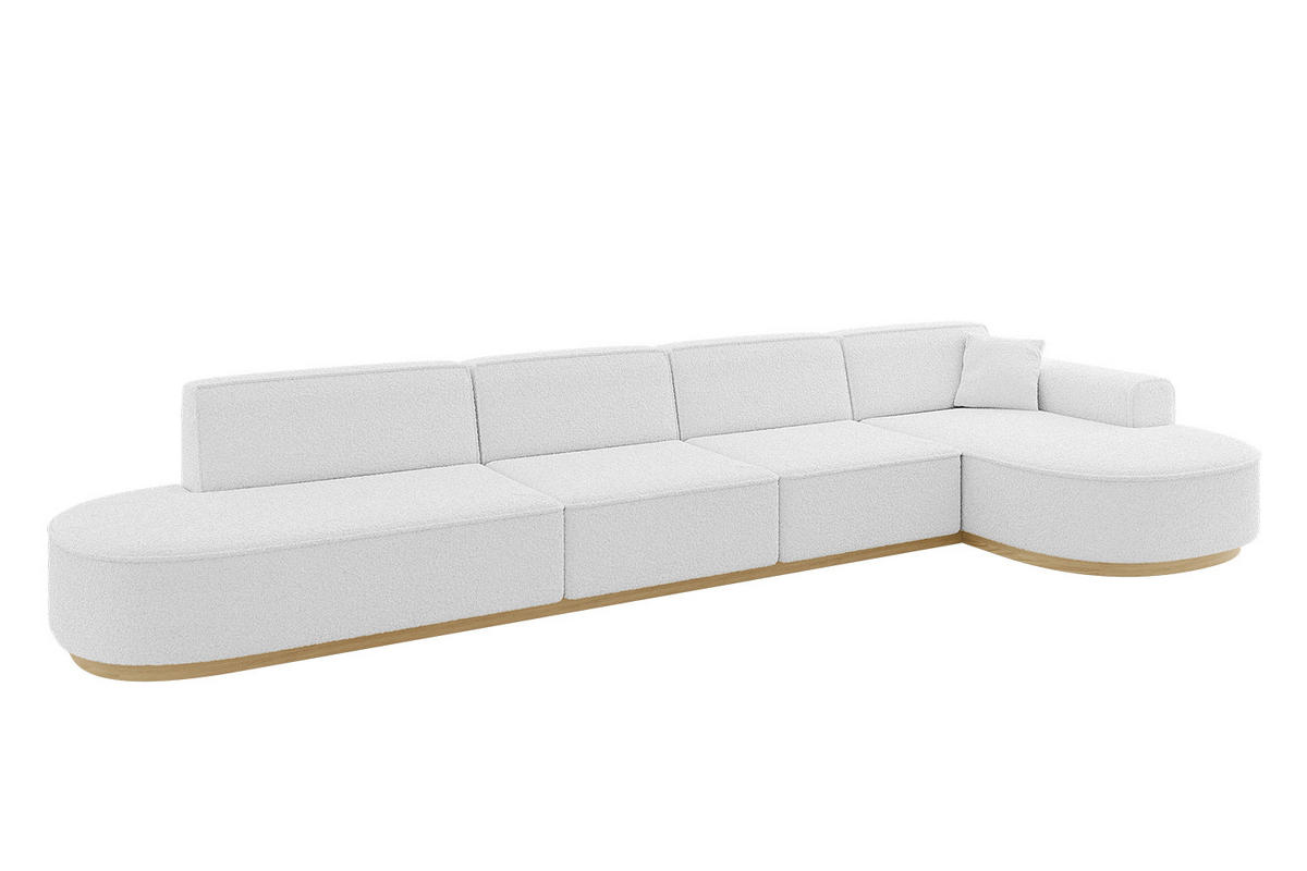 ECKSOFA Ottomane Rechts MARI-L3-v2 - 413x171x83 cm Weiß Bouclé - Weiß, Holzwerkstoff/Textil (171/413cm) - ALTDECOR