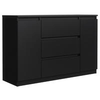 KOMMODE mit 3 Schubladen 2 Schranktüren 140 cm Schwarz - Schwarz, Holzwerkstoff (140/39/78.2cm) - MebLocker