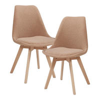 ESSZIMMERSTUHL-SET 2 TLG. Fläten - Taupe/Naturfarben, Holz/Kunststoff (49/82/54cm) - [en.casa]
