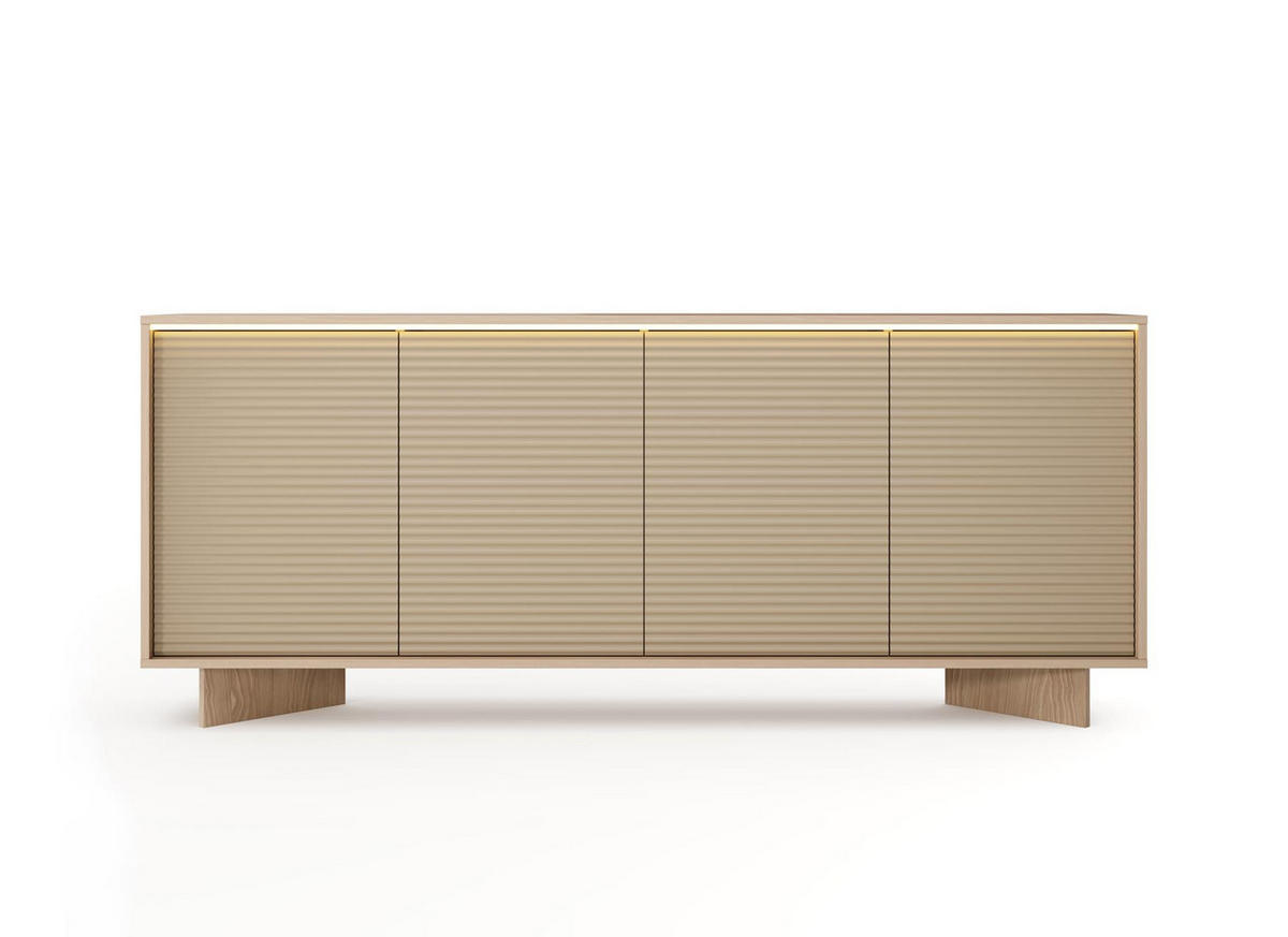 SIDEBOARD DEMI Cappuccino, Viertürig Breite Kommode mit LED-Beleuchtung - Cappuccino, Holzwerkstoff (204/84/40cm) - Bettso