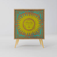 SIDEBOARD SUNSHINE EULOGY, Eichefarben, 57,5x42x75,5 cm, Goldfarbene Metallfüße - Eichefarben/Goldfarben, Holzwerkstoff/Metall (57.5/75.5/42cm) - SpaceRebels