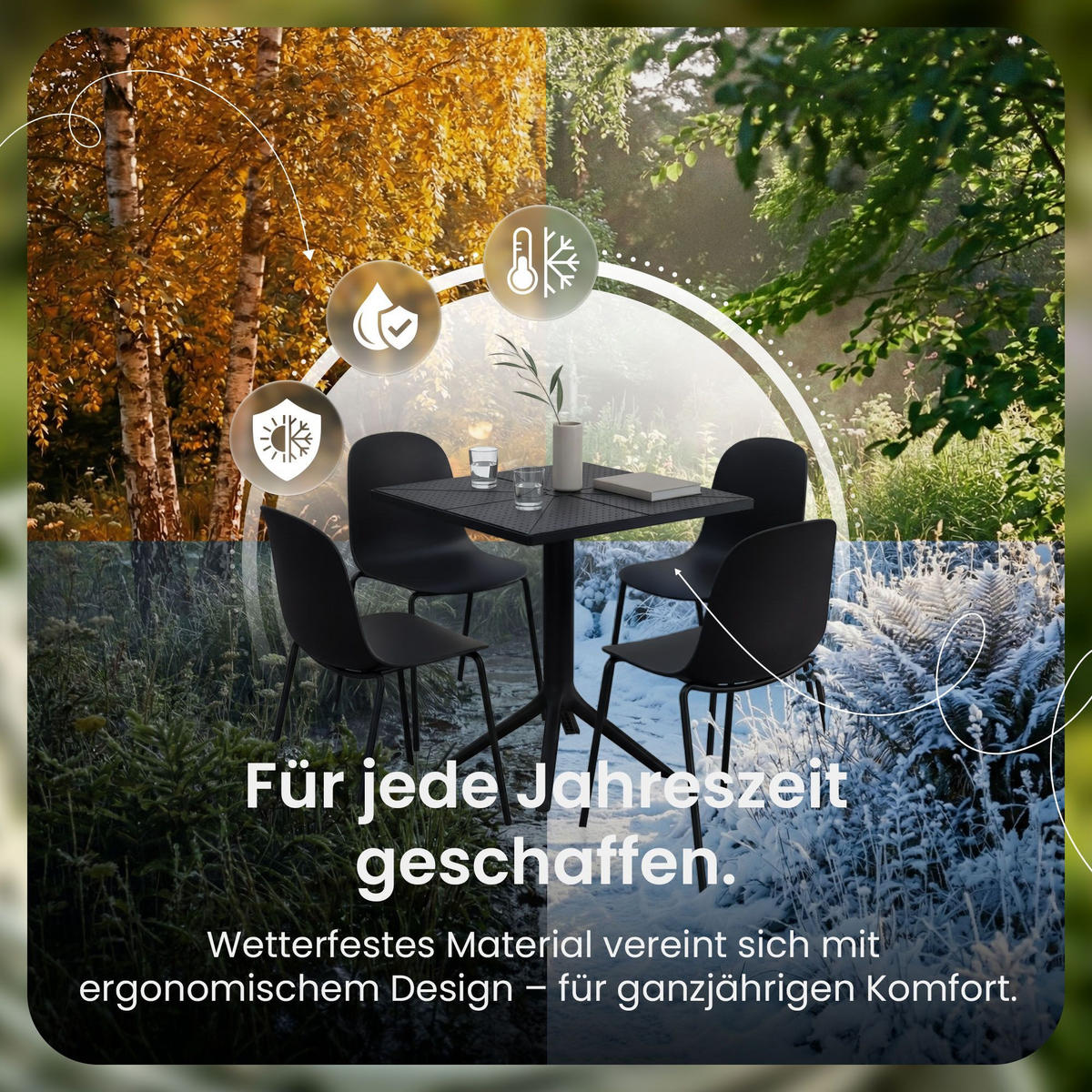 GARTENSITZGRUPPE 4 Kunststoff Schwarz - Schwarz, Kunststoff - CLP