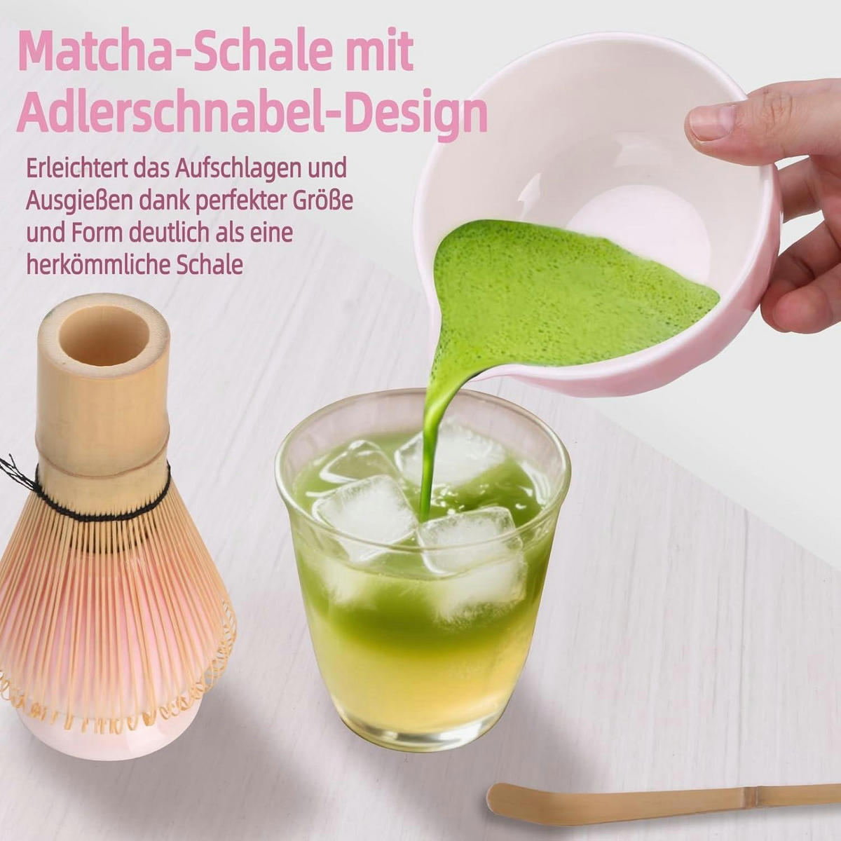 MATCHA-SET 4-teiliges Set Rosa Farbverlauf Keramik - Rosa, Keramik (14/7/14cm)