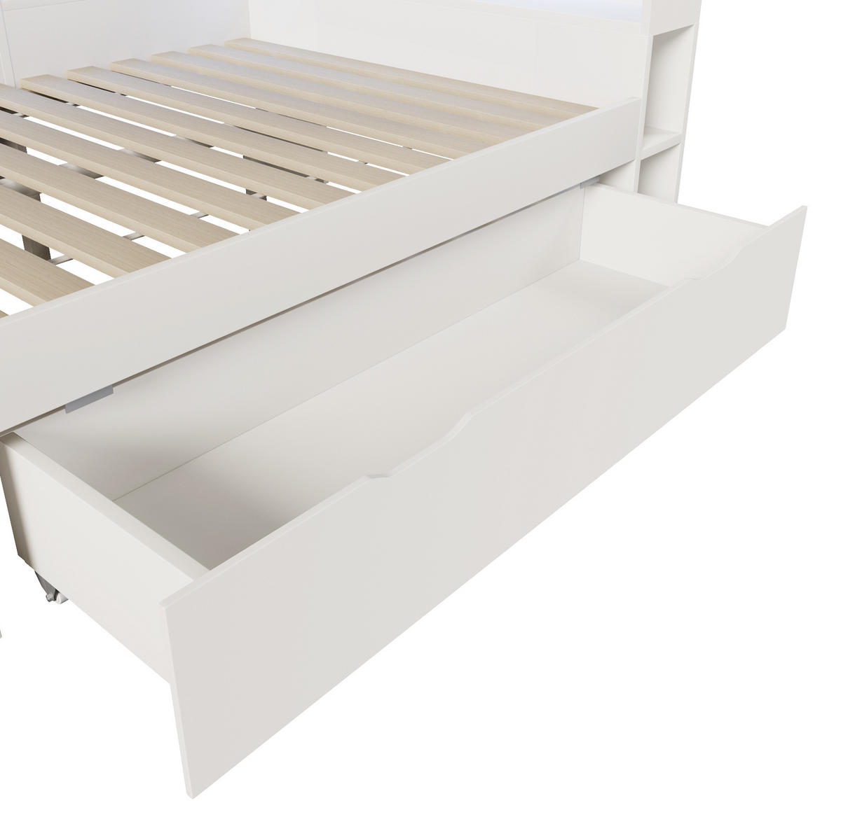 POLSTERBETT 140x200 cm in Weiß mit LED-Beleuchtung & USB-C - Weiß, Holzwerkstoff (140/200cm) - Modfu