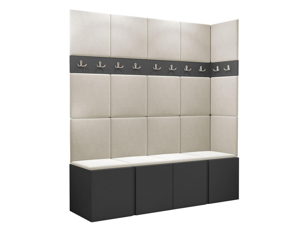 GARDEROBEN-SET Orion II - Beige/Graphitfarben, Holzwerkstoff/Kunststoff (168/186/46cm) - MIRJAN24