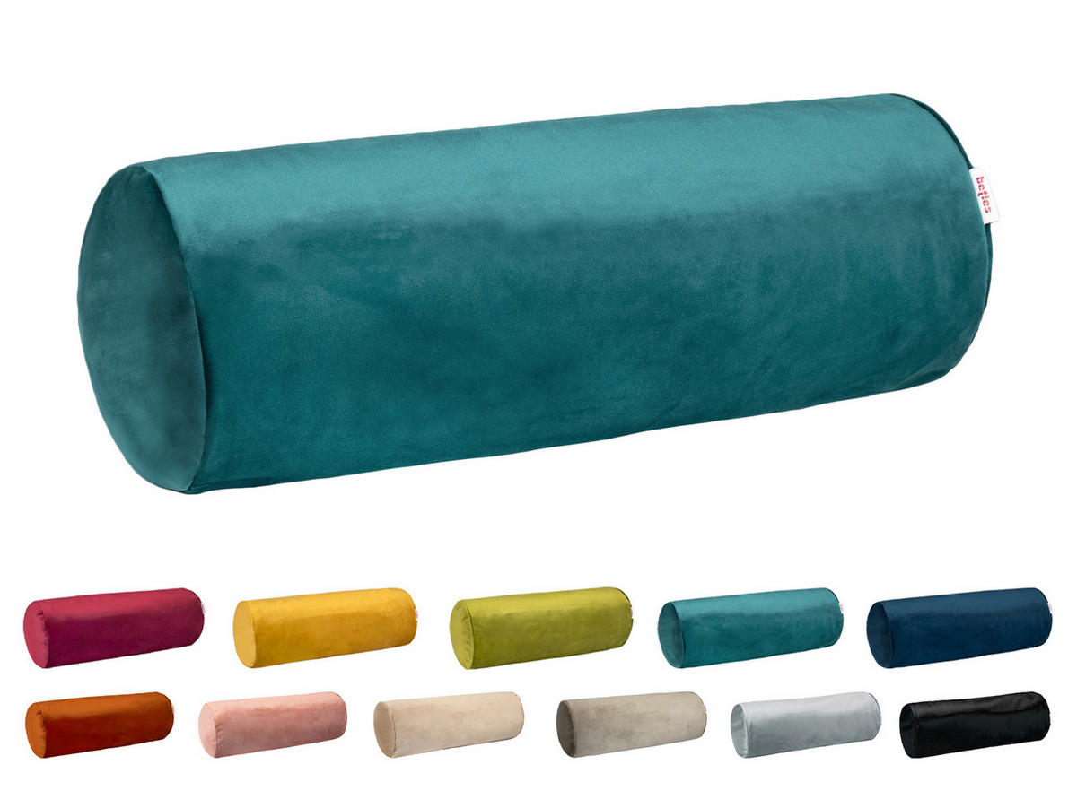 NACKENROLLENHÜLLE Samt&Sonders petrol 40/15 cm - Petrol, Textil (15/40cm) - beties Heimtextil