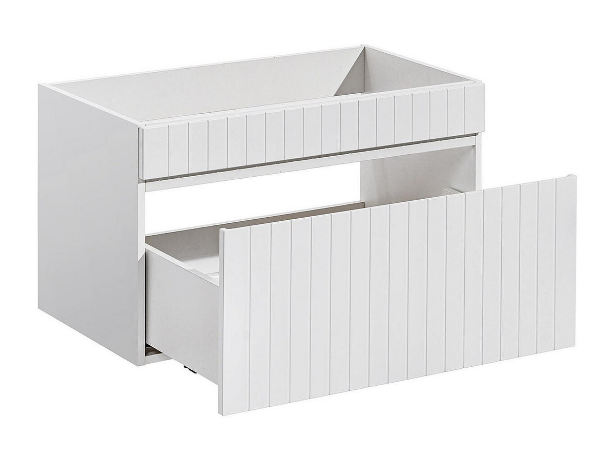 WASCHBECKENUNTERSCHRANK hängend - Streifen-Optik - Weiß - 80 cm - SATARA - Weiß, Holz (80/46/46cm) - Vente-Unique