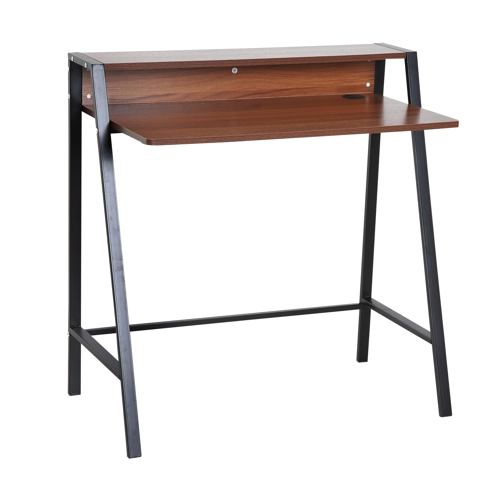 SEKRETÄR SCHREIBTISCH Schwarz und Walnussfarben mit Ablage 84/45/85 cm - Braun, Holzwerkstoff (45/84/85cm) - PANGIVO