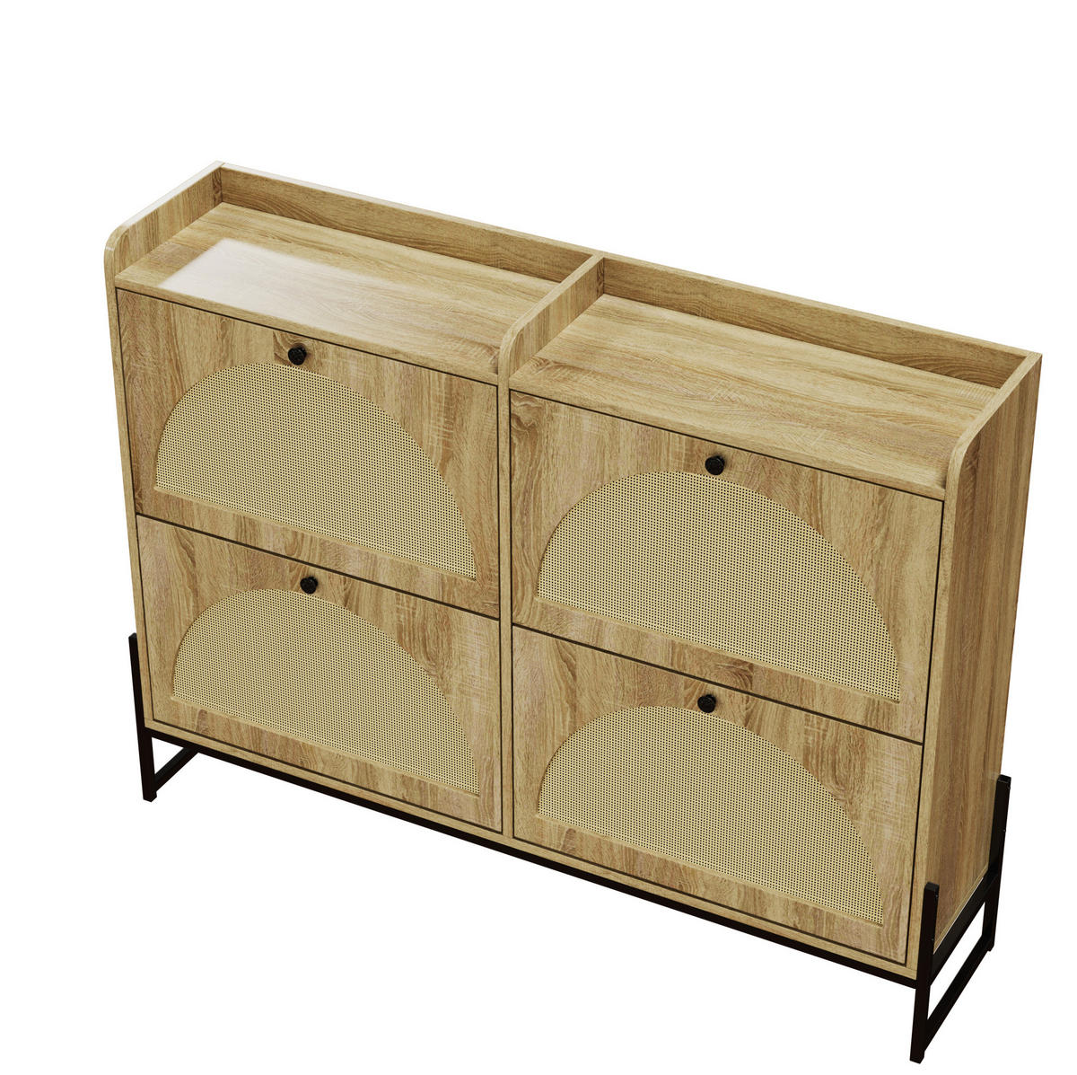 SCHUHSCHRANK mit 4 Klappen 118/25/91,5 cm in Naturfarbe, schmal und platzsparend - Naturfarben, Holzwerkstoff (118/91.5/25cm) - BEAOK