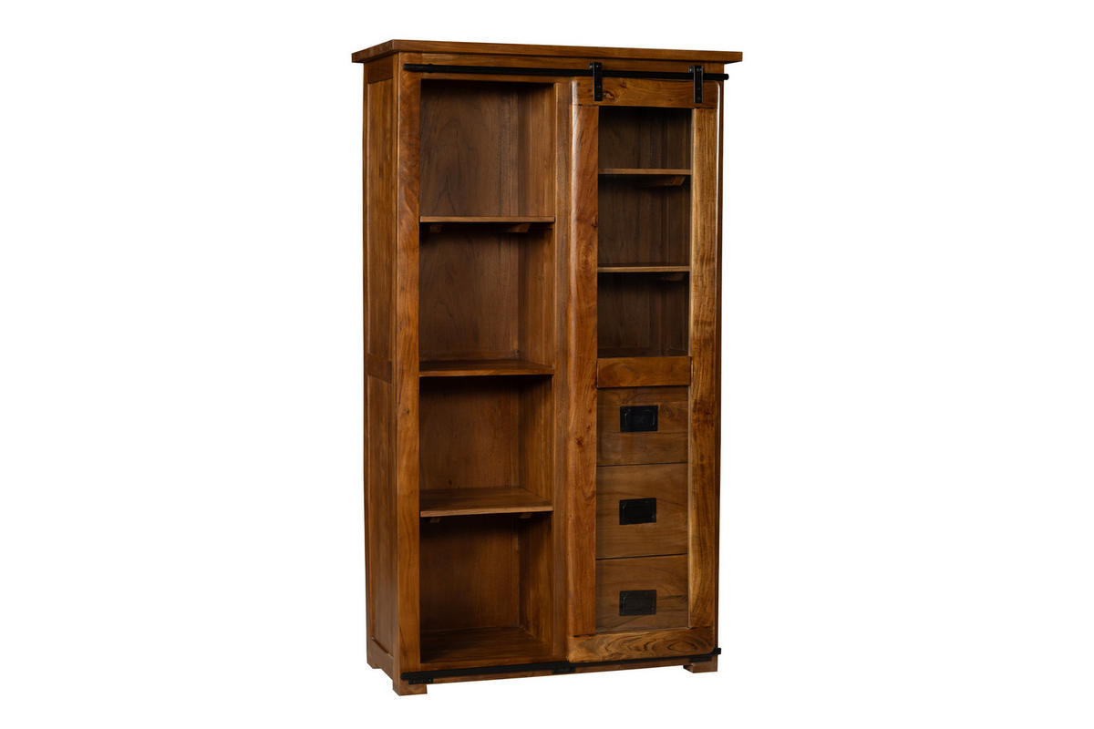 HIGHBOARD LIBRO - Braun/Naturfarben, Akazienholz/Holz (100/175/45cm) - SAM