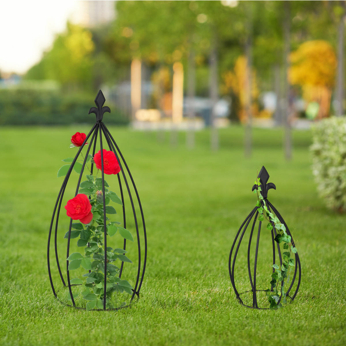 2-tlg.RANKHILFE-SET - Schwarz, Metall (25/65/25cm) - Relaxdays