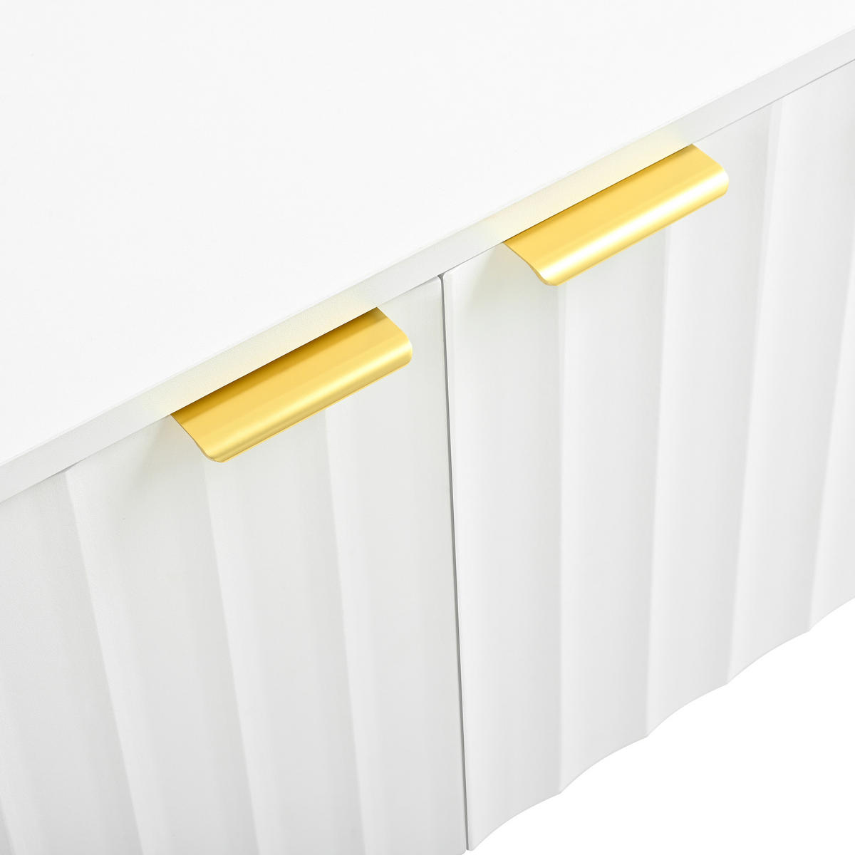 TV-LOWBOARD 170cm MDF Weiß Riffel-Optik 5 Türen Eisenfüße & Griffe - Weiß, Holzwerkstoff (170/47/40cm) - Urban Meuble