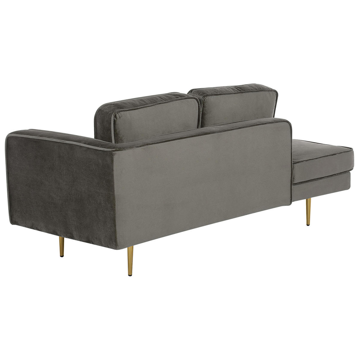 CHAISELONGUE Samtstoff taupe rechtsseitig Miramas - Goldfarben/Grau, Textil (171/63/79cm) - Beliani