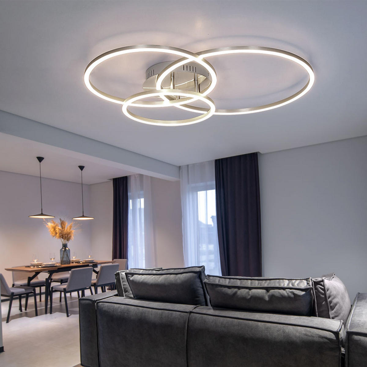 LED DECKENLEUCHTE MUNNI Silber Metall - Silberfarben, Metall (68/55/10cm) - Globo Lighting