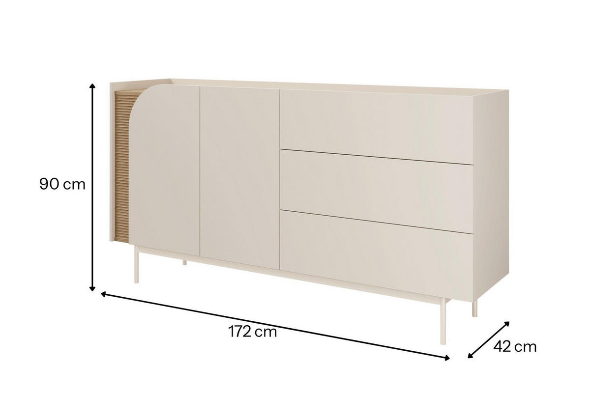 KOMMODE CARLO 06 172/90/42 cm in Macadamia / Frühlingseiche - Kaschmir, Holzwerkstoff (172/90/42cm) - Deine Möbel 24