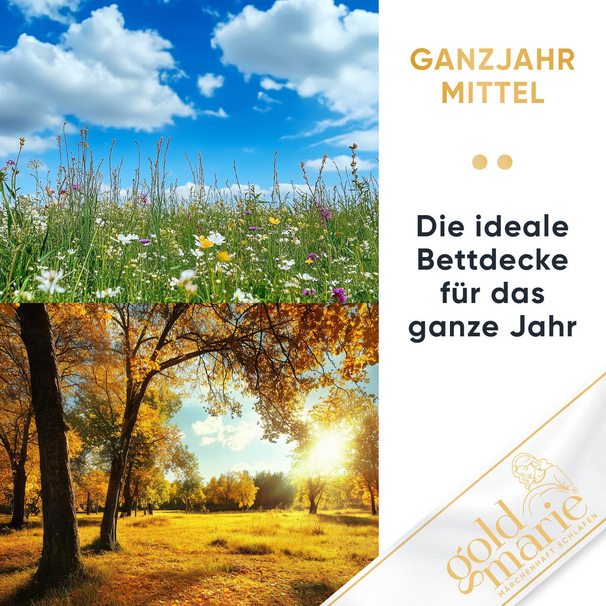 GANZJAHRESBETTDECKE MARIE Entendaunen medium - Weiß, Naturmaterialien/Textil (200/220cm) - Goldmarie 
