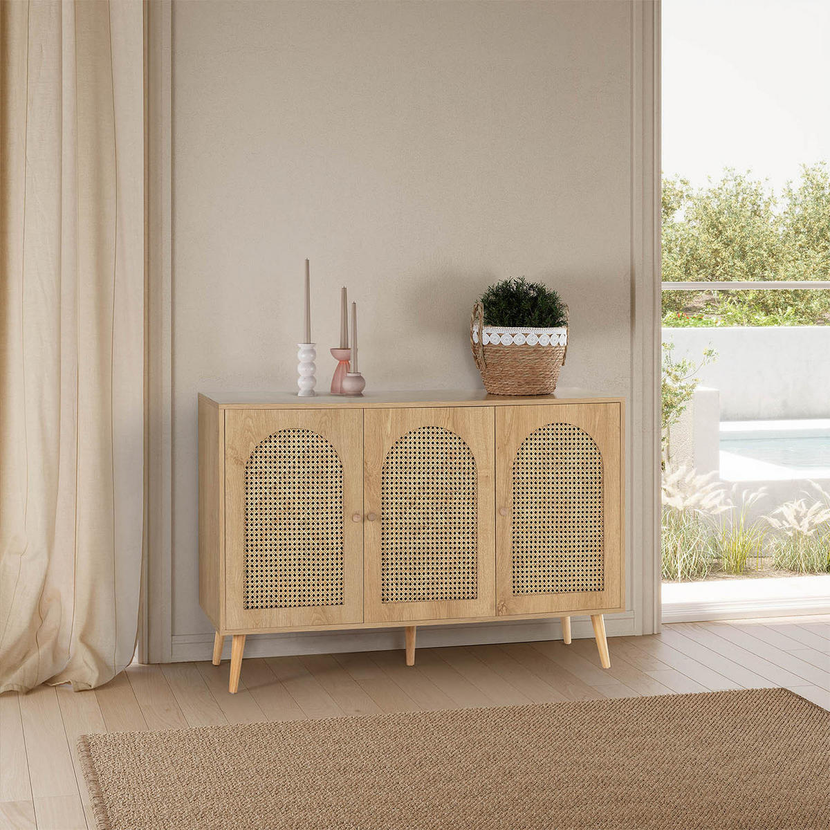 SIDEBOARD Luna 3 türen Eichefarbe - Honigeiche, Holzwerkstoff (120/79/40cm)