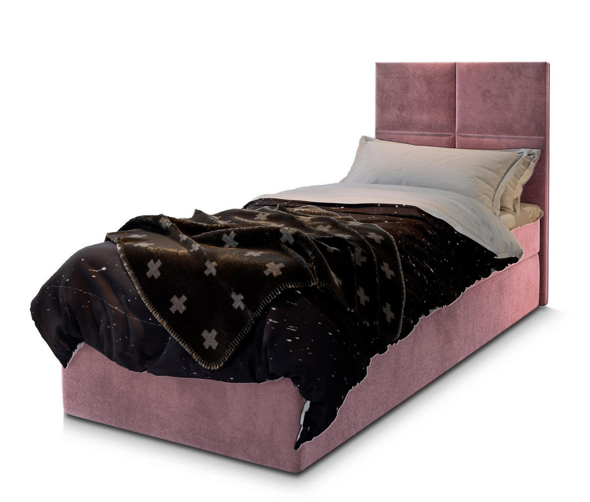 POSTEL BOXSPRING LENA 80x200 cm, s matrací a úložným prostorem, starorůžová - starorůžová, kompozitní dřevo/textil (80/200cm) - MASSENO