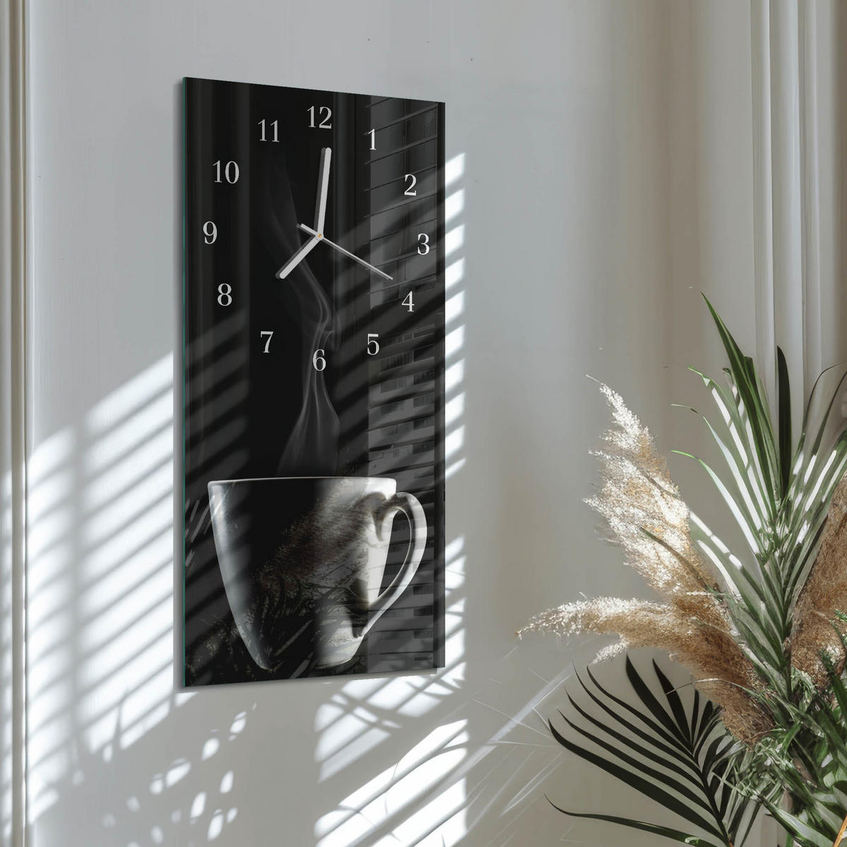 WANDUHR 30x60 cm - Orangen - Schwarz, Glas (30/60/0.4cm) - TULUP