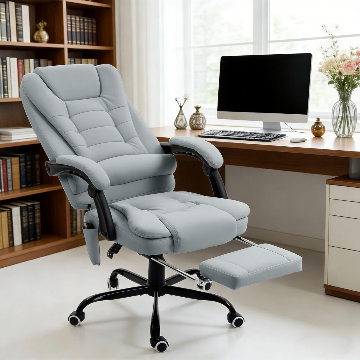 CHEFSESSEL DE-11832 7-Punkt-Massage & 155° Neigung Grau - Grau, Metall (79/121/67cm) - ComfortXL