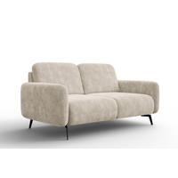 SOFA FEBE 2-Sitzer, cremefarbener Chenille-Stoff - Creme/Schwarz, Holz/Textil (160/82/96cm) - Wozimo