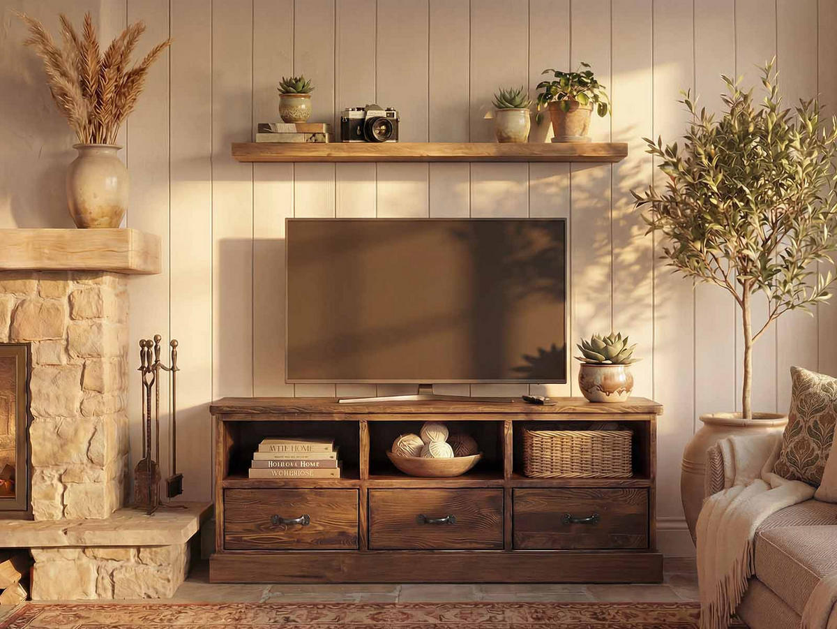 KOMODA POD TELEVIZI z masivního dřeva Rustyk - tmavě hnědá/černá, dřevo (152/56/45cm) - Seart