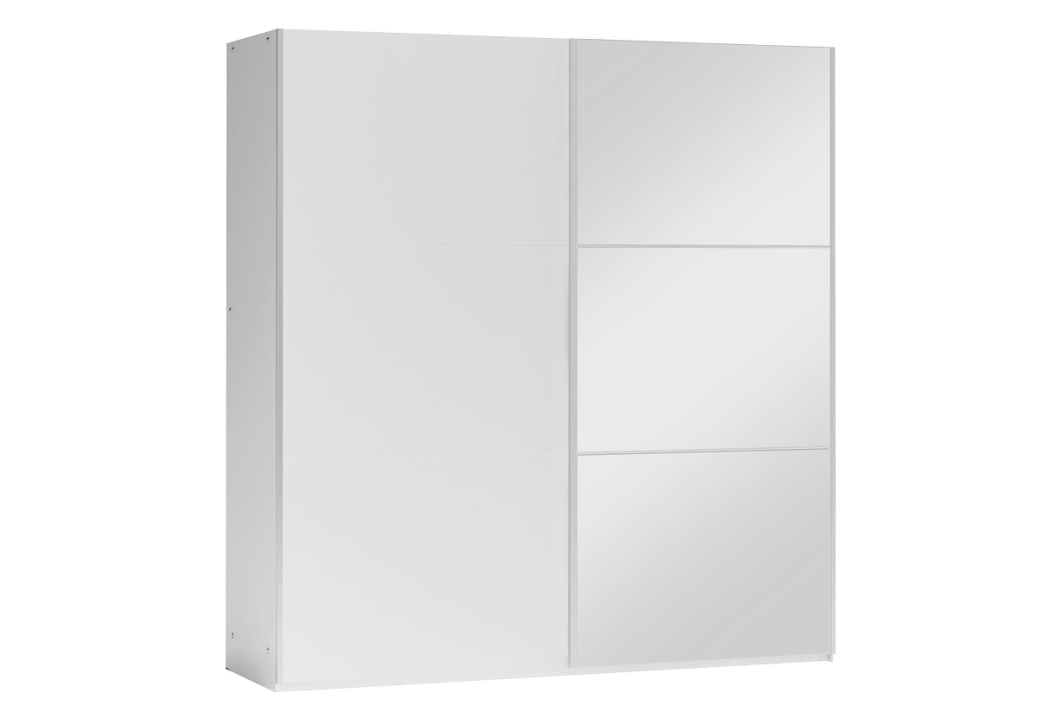 KLEIDERSCHRANK Govi 120 Weiß, zweitüriger Schiebeschrank mit Spiegel - Weiß, Holzwerkstoff (122/215/65cm) - Bettso