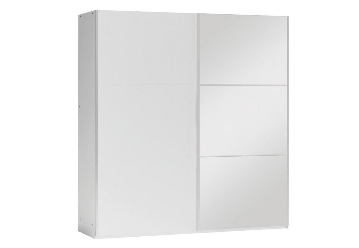 KLEIDERSCHRANK Govi 120 Weiß, zweitüriger Schiebeschrank mit Spiegel - Weiß, Holzwerkstoff (122/215/65cm) - Bettso