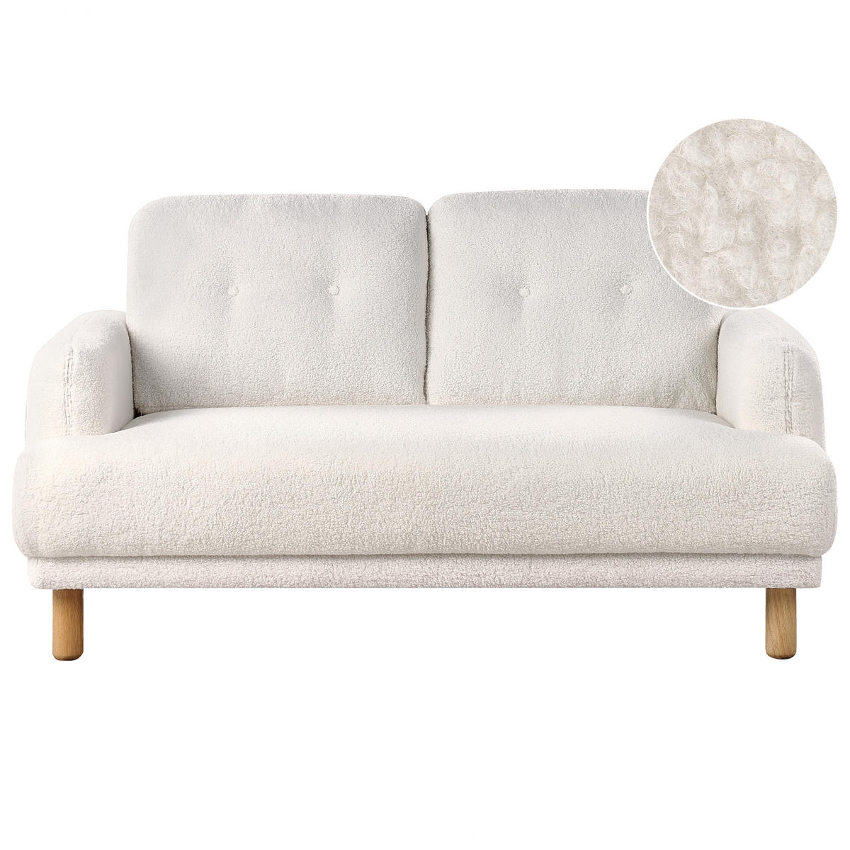 2-SITZER-SOFA Bouclé Weiß Tuve - Hellbraun/Weiß, Textil (149/85/90cm) - Beliani