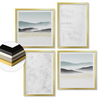 WANDBILDER 4er Set - 50x50 cm & 40x60 cm Goldrahmen - Weiße Flecken auf Leinwandhintergrund - Goldfarben, Kunststoff (50/50cm) - ArtPrintCave