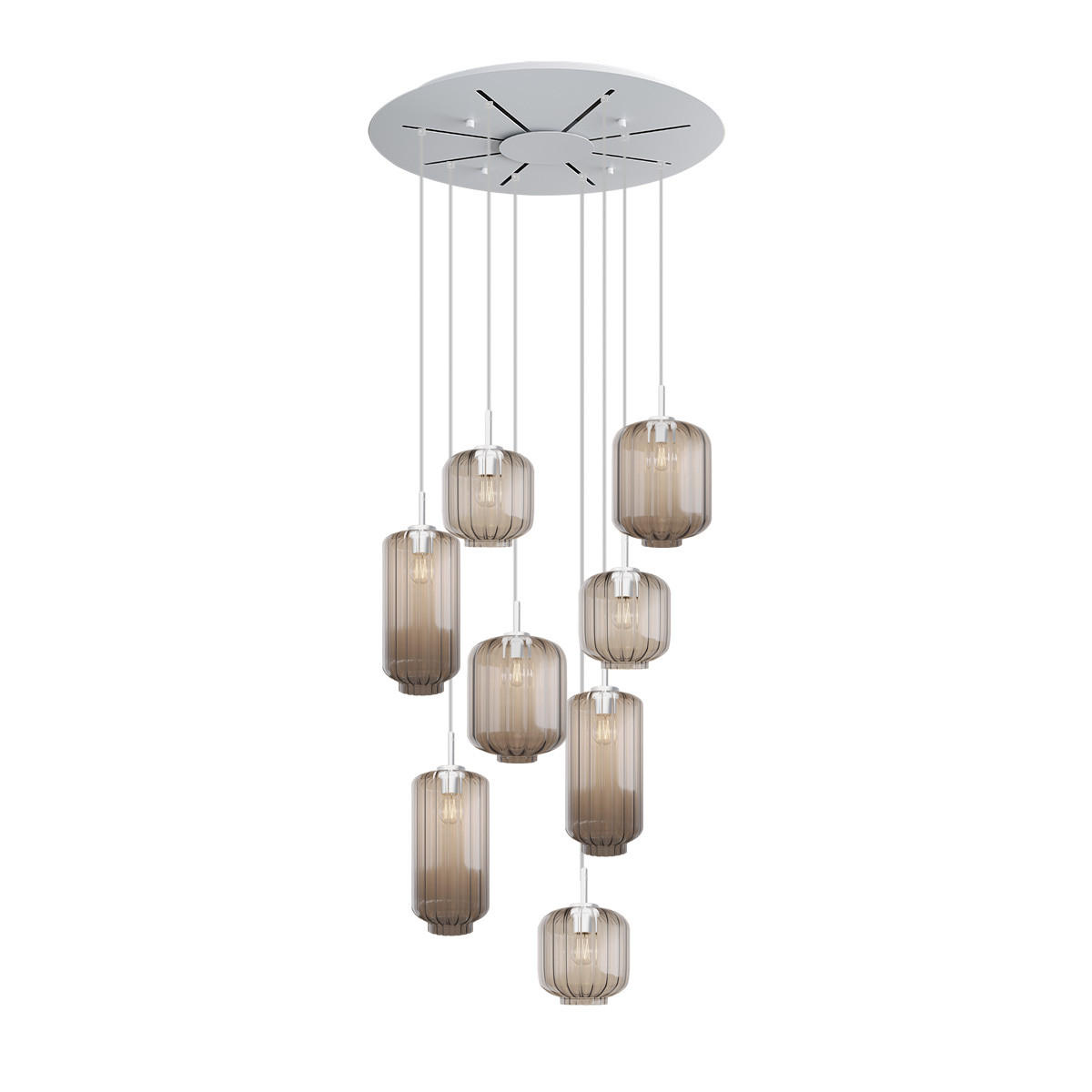 GALERIELEUCHTE Velo 8-flammig Klar Ø 18/20/25cm - Klar/Weiß, Glas (25/25/27cm) - s.luce