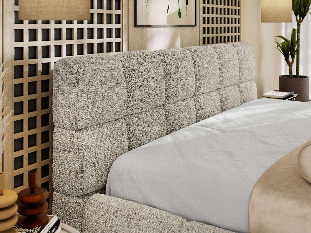 POLSTERBETT NIRA CLASSIC 160/200 - Beige Strukture - Pocket-Matratze - Beige, Textil (160/200cm) - MKS