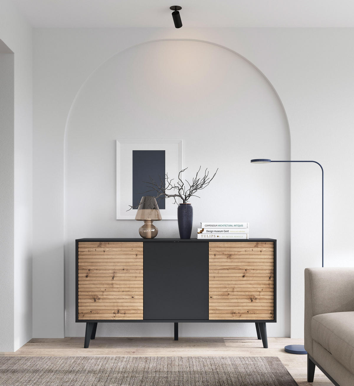 SIDEBOARD SCHWARZ - Schwarz, Holzwerkstoff (154/83/39cm) - FURNLUX