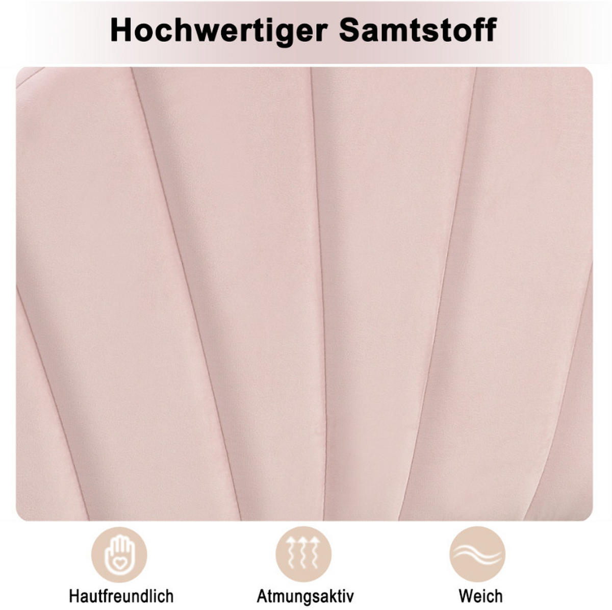 POLSTERBETT aus Samt 90x200 cm Rosa mit verstellbarem Kopfteil und Lattenrost - Rosa, Textil (90/200cm) - IVMEU
