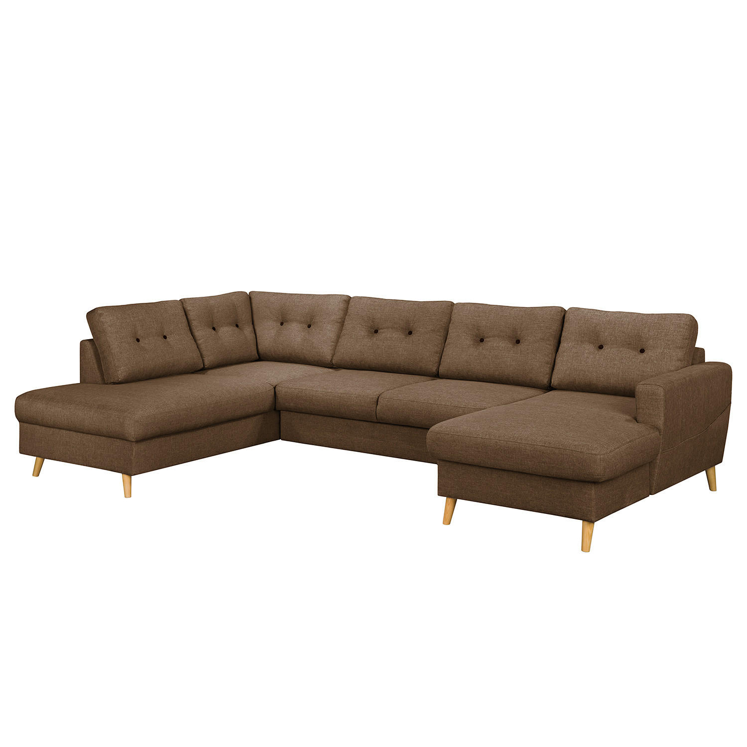 WOHNLANDSCHAFT mit Longchair - Dunkelbraun/Mokka, Textil (290/90/200cm) - home24