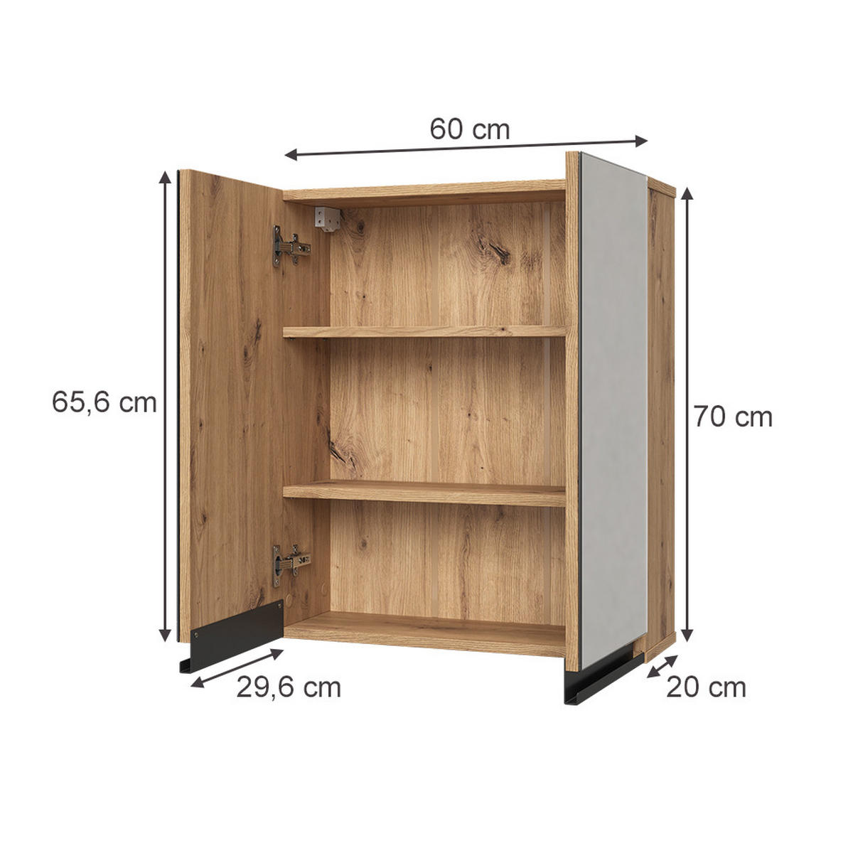 BADSPIEGELSCHRANK Torren Artisan 60 x 70 cm - Hellgrau, Holzwerkstoff (60/70/20cm) - Vicco