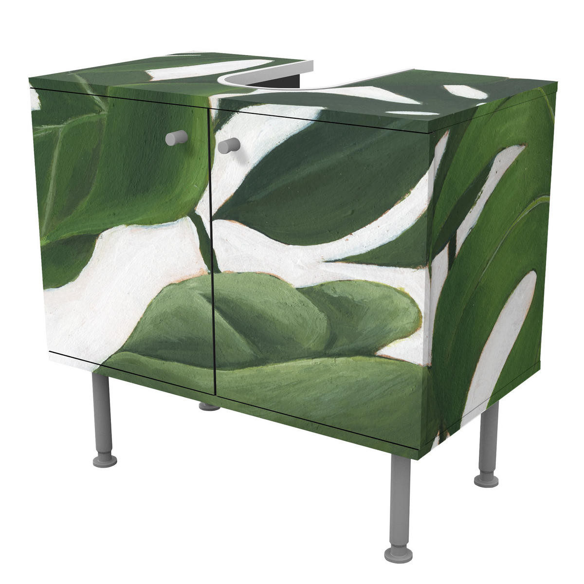 WASCHBECKENUNTERSCHRANK Lieblingspflanzen - Monstera 60/55/35 cm - Grün, Holzwerkstoff (60/55/35cm) - Bilderwelten