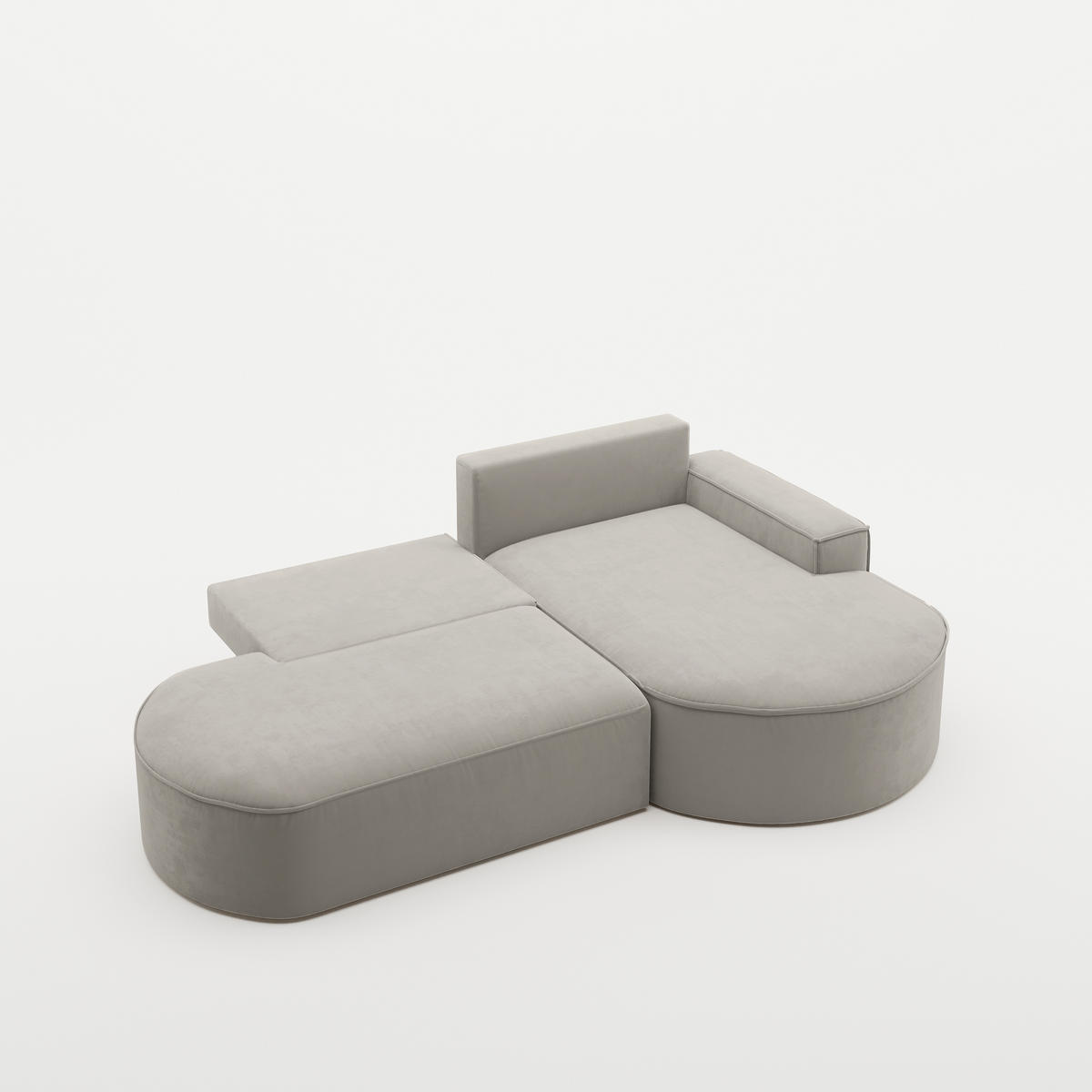 ECKSOFA Modena Pro - Komfort Und Stil Stoff Salvador Hellgrau Rechts - Hellgrau, Holz (278/179cm) - Kaiser Möbel