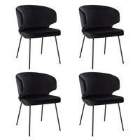 ESSZIMMERSTUHL AMARA - 4, Samt Schwarz - Schwarz, Kunststoff (55/79/59cm) - Home Deluxe