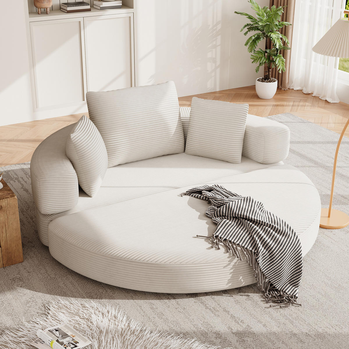 FALTSOFA, freistehendes Klappbett – mit Kissen, modulares Sofa, 173 x 176 cm - Beige, Textil (173/60/88cm) - Vallsero