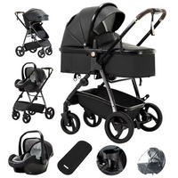 KINDERWAGENSET 3-in-1 Tragbarer mit Babytrage PU, 880B Schwarz - Schwarz, Metall (80/60cm) - Kaket