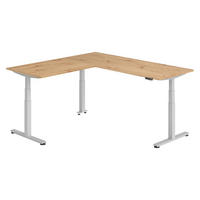 ECKSCHREIBTISCH elektrisch höhenverstellbar L-Form 200/200/74 cm in Wildeiche/Silberfarben - Wildeiche/Silberfarben, Holzwerkstoff (200/200/74cm) - bümö