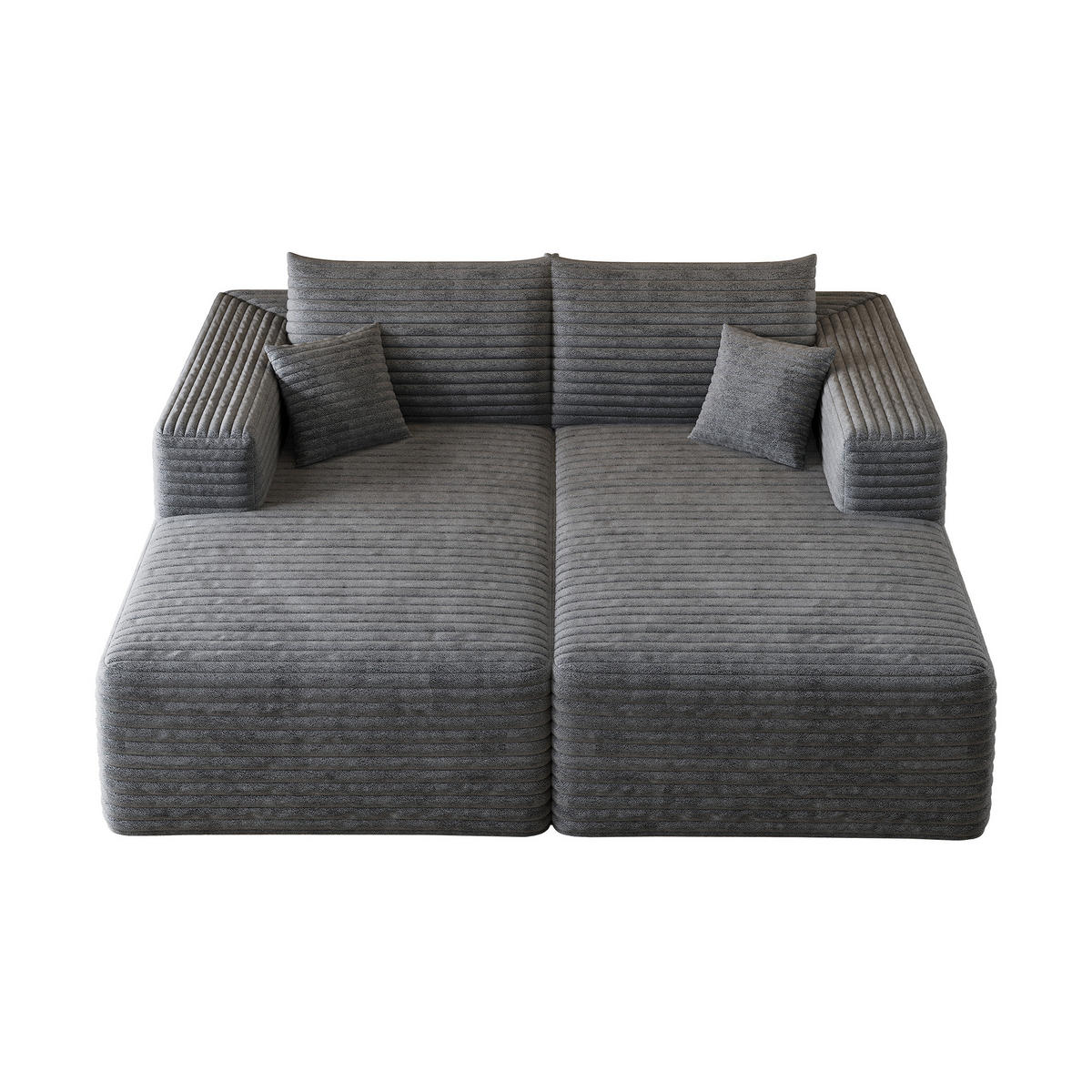 SCHLAFSOFA DE-34891 mit Chaiselongue Dunkelgrau - Dunkelgrau, Textil (151/180cm) - ComfortXL